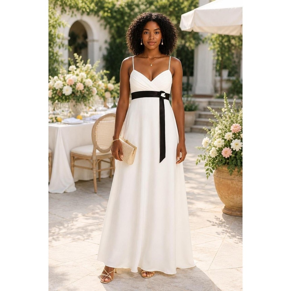 Women's Formal Dress by Jordan Fashions White Spaghetti Strap 8